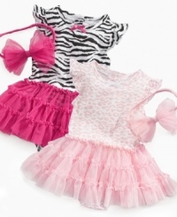 Time to get wild! She'll sport exotic print with ease in one of these frilly tutu-dresses from First Impressions.