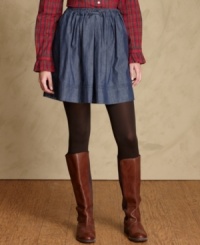 Tommy Hilfiger's chambray A-line skirt pairs perfectly with anything from crisp plaid button-front shirts to easy tees.