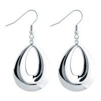 Inox Women's Stainless Steel dangling earrings with a hollow drop dangling. (40mm)