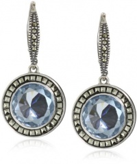 Judith Jack Color Pop Sterling Silver, Marcasite and Blue Spinel Disc Drop Earrings