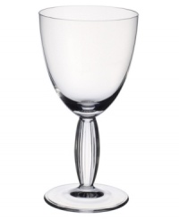 Bring contemporary refreshment to casual country tables with the New Cottage goblet. The ridged stem separates a smooth bowl and base for a uniquely balanced look.