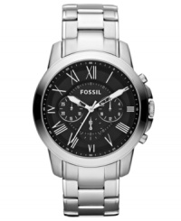 A handsome structured steel timepiece from Fossil's Grant collection.