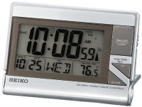 Seiko Advanced Technology Travel Alarm Clock Silver-Tone Metallic Case