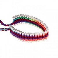 Silvertone Circle with Multi-Colored Cord Adjustable Friendship Bracelet