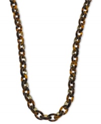 Trendy tortoise tones let this long, linked necklace from Michael Kors stand out from the crowd. Crafted in tortoise acetate and steel. Approximate length: 34 inches.