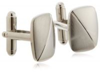 Geoffrey Beene Mens Brushed And Polished Rhodium Cufflinks