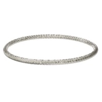 Sterling Silver 4mm Diamond-Cut Slip-On Bangle Bracelet