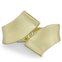 Golden Double Ribbon Design Hinged Cuff Bangle Statement Bracelet. Comfortable And Beautiful.