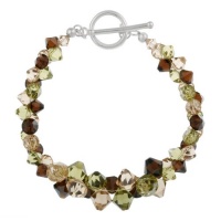 Sterling Silver Earth Tones Swarovski Elements Graduated Frontal Toggle Bracelet, 7.5