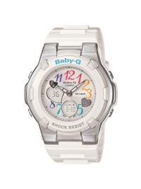 Casio Women's BGA116-7B Baby G Multi Color Dial and White Resin Strap Watch