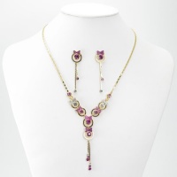 Butterfly Crystal Necklace and Earring Set (Pink)