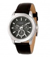 Fossil Men's FS4535 Brown Leather Strap Textured Gunmetal Analog Dial Multifunction Watch