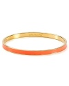 Head to orange county with this punchy bangle from kate spade new york. Engraved with one of the brand's favorite turns of phrase, it's ready to light up your look.