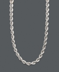 Get all tangled up in this sparkling rope chain. Crafted in 14k white gold with a hollow rope chain design. Approximate length: 30 inches.