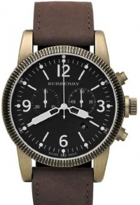 Burberry Endurance Chronograph Black Dial Brown Leather Strap Mens Watch BU7810