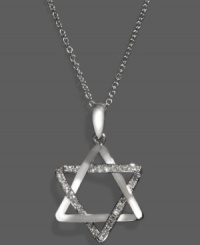 Symbolic and sentimental. Effy Collection's stunning Star of David pendant makes the perfect holiday gift. Crafted in 14k white gold, sparkling, round-cut diamonds (1/8 ct. t.w.) add extra shine. Approximate length: 18 inches. Approximate drop: 1/2 inch.