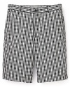 Classic gingham dresses up a timeless pair of flat front shorts from Michael Kors.