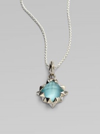 From the Superstud collection. Milky blue quartz, faceted in striking pyramids, hangs from a sterling silver box chain.Blue quartz Sterling silver Chain length, about 18 Pendant width, about 1 Lobster clasp Imported