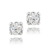 Sterling Silver 1/2ct CZ Stud Earrings, 4mm