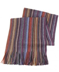 Get the skinny: A long, lean, ultra-soft scarf from Tallia with a rainbow's worth of ultra-slim stripes.