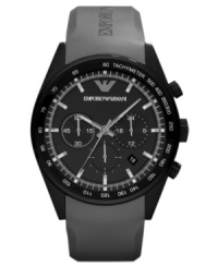 Cool gray hues lend a modern touch to this sporty luxury watch from Emporio Armani.