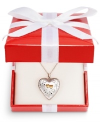 The perfect gift for the total sweetheart. This pretty heart-shaped locket pendant is crafted in sterling silver with 14k gold accents. Approximate length: 18 inches. Approximate drop: 1 inch.