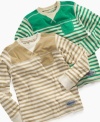 Nothing will please him more than a medley of contrast stripes on this pocket tee from Request.