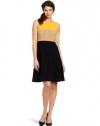 Calvin Klein Women's Color Block Fit and Flare Dress, Honey, 16