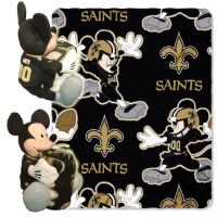 NFL New Orleans Saints Mickey Mouse Pillow with Fleece Throw Blanket Set