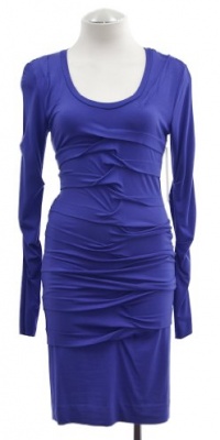 Nicole Miller Cobalt Blue Pleated Jersey Sheath Dress Medium