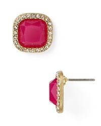 Brighten up your jewel box with these faceted pink stone stud earrings from Aqua, sure to add a high voltage shot of color.