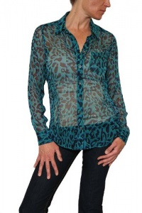 Women's Equipment Femme Brett Leopard Print Blouse in Denim Multi Size XS