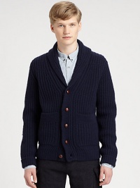 Undeniable style and comfort defines this classic cardigan sweater, impeccably knitted from fine lambswool with large patch pockets at the waist for added warmth.Button-frontShawl collarWaist patch pocketsRibbed knit cuffs and hemLambswoolDry cleanImported