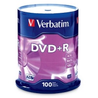 Verbatim 95098 4.7 GB up to16x Branded Recordable Disc DVD+R 100 Disc Spindle