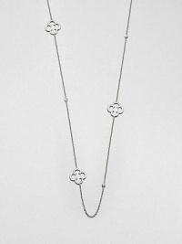 From the Soho Collection. A delicate sterling silver link chain accented with clover and white sapphire stations. Sterling silverWhite sapphiresLength, about 48Slip-on styleImported 