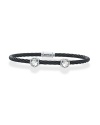 This striking 18K white gold and black cable bracelet, studded with a glittering white topaz station, is perfect for stacking.