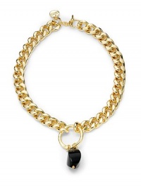 THE LOOKOnyx accent Twisted chain linksLogo charm 18k goldplated settingToggle closureTHE MEASUREMENTAccent drop, about 1½Length, about 19ORIGINMade in Italy