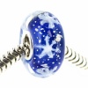 Queenberry Sterling Silver Let It Snow Snowflake Blue Glass Bead For Pandora Troll Chamilia Biagi European Charm Bracelets