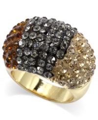 Alluring ombre pave accents adorn this must-have cocktail ring from City by City. Nickel-free for sensitive skin. Crafted in gold tone mixed metal. Sizes 5, 6, and 7.