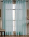 Beacon Looms Wavy Diamonds 52-inch-by-84-inch Sheer Embroidered Single Panel, Blue