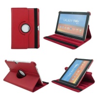 360 Cover Case For Samsung Galaxy Tab 2 10.1, Red (Multi-Angle Stand) Sheath