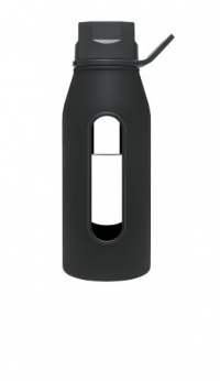 Takeya Classic Glass Water Bottle with Silicone Sleeve, Black, 16-1/2-Ounce