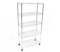 Seville Classics SHE14305 Home Style Mobile 5-Shelf Storage System, Chrome