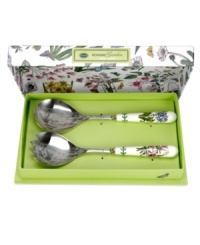 A must-have for discerning china collectors and true nature lovers, Botanic Garden salad servers by Portmeirion feature porcelain handles rich with lively botanicals to match the classic dinnerware pattern.