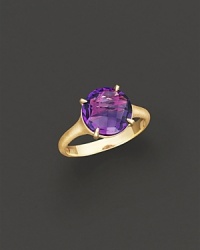 Faceted amethyst is set in 18K yellow gold.