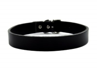 1 Wide Plain Black Leather Choker