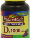 Nature Made Adult Chewable D 1,000 I.U. Tablets, Grape, 120 Count