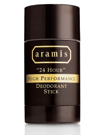 An intensive DEODORANT stick that provides continuous long-term odor and wetness protection. Scented with the classic Aramis scent. 2.6 oz. 