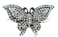 Beautiful Christina Collection XX-Large Ice Crystal Butterfly Bangle/Cuff Hinged Bracelet