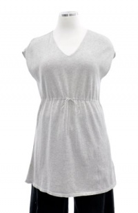 Eileen Fisher Pearl Grey Organic Cotton Knit V-Neck Sleeveless Tunic Top 2X